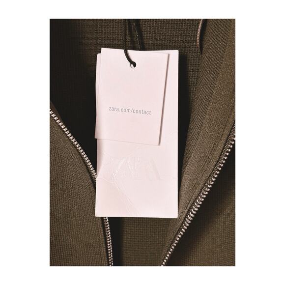NEW Zara Knit Jacket Size M Green $89 Full Zip Bomber - Picture 5 of 8